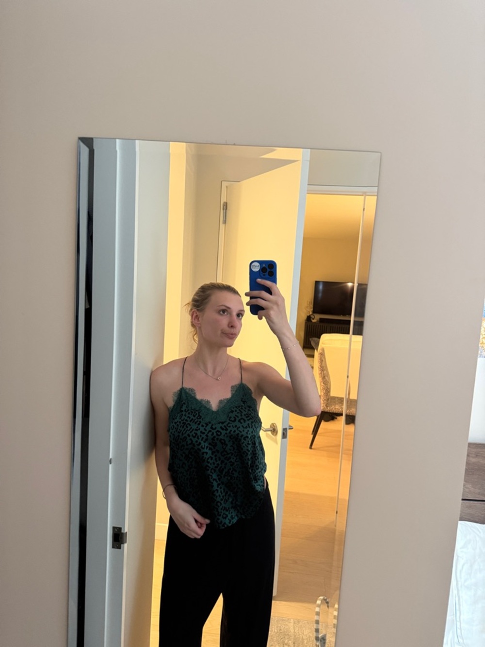 Cami NYC Green Leopard Print Women's Top